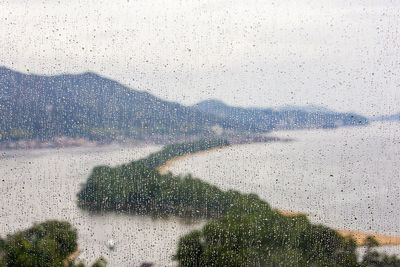 Full frame shot of wet glass window