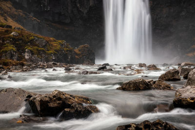 Scenic view of waterfall