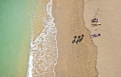 High angle view of people on beach