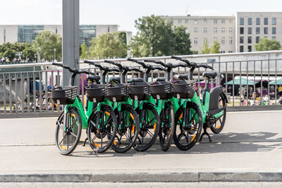 Bicycles parked on street