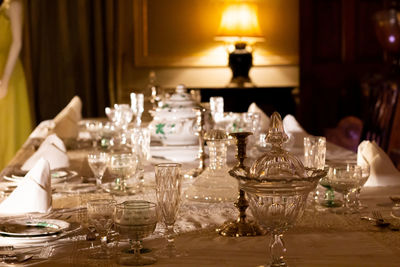 Candles on dining table