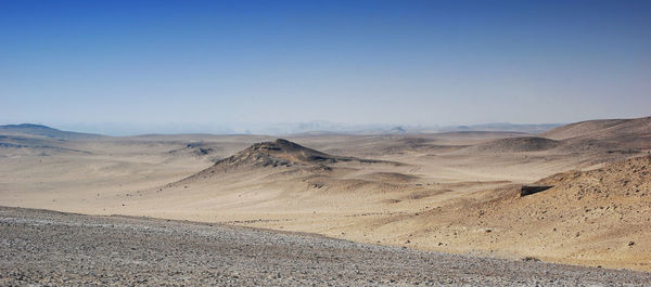 Scenic view of desert against clear sky