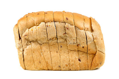 Close-up of bread against white background