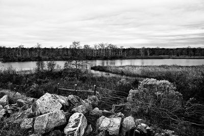 Scenic view of lake against sky