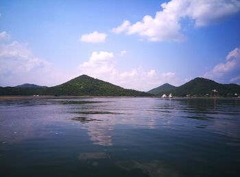 Scenic view of lake against sky