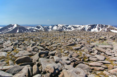 Scenic view of mountains against clear sky