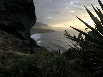 Scenic view of sea against sky during sunset