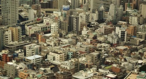 High angle shot of cityscape