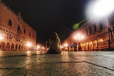 Illuminated street light at night