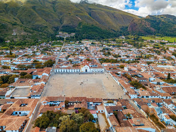 High angle view of townscape