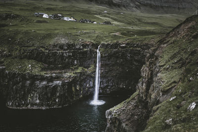 Water flowing through rocks