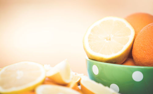 Close-up of oranges on table