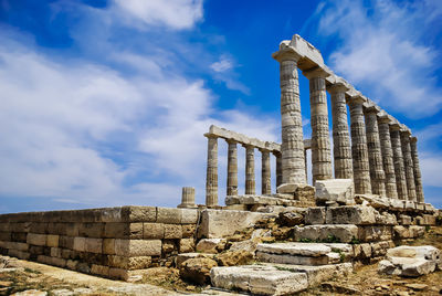 Temple of poseidon against the sky