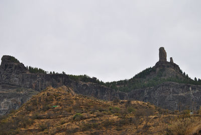 View of rocks on mountain against sky