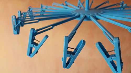 High angle view of blue paper on table