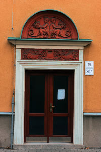Closed door of building