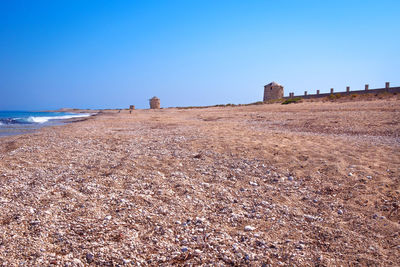 Scenic view of beach against clear sky