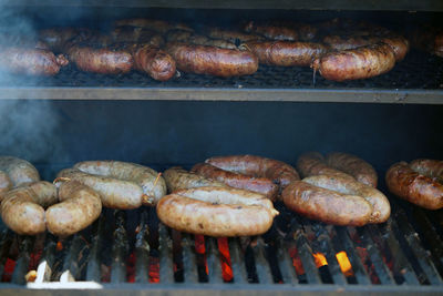 Close-up of food on barbecue grill