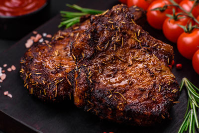 Close-up of food on table