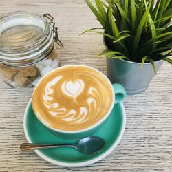 Coffee cup on table