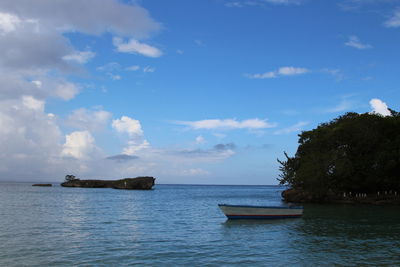 Scenic view of sea against cloudy sky