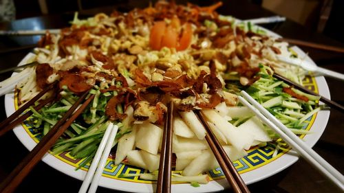 Close-up of seafood in plate