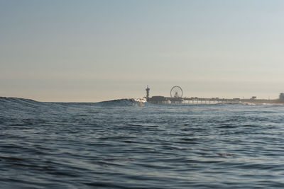 Scenic view of sea against clear sky