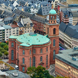 Frankfurt, germany, the paulskirche with the green roof of copper plates in the city centre