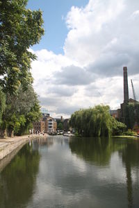 River amidst buildings against sky