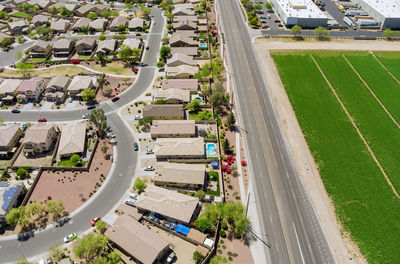 High angle view of city street