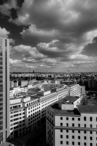 High angle view of cityscape against sky