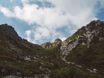 Low angle view of mountain against sky