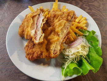 Close-up of food in plate on table