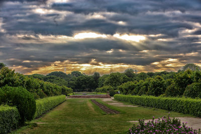 Scenic view of landscape against sky during sunset