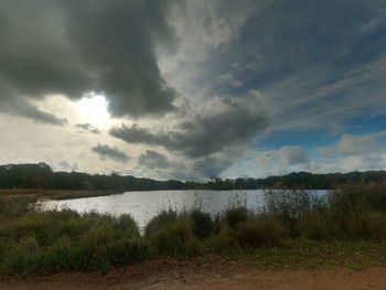 Scenic view of lake against sky