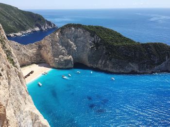 Scenic view of sea and rock formation