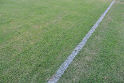 High angle view of soccer field