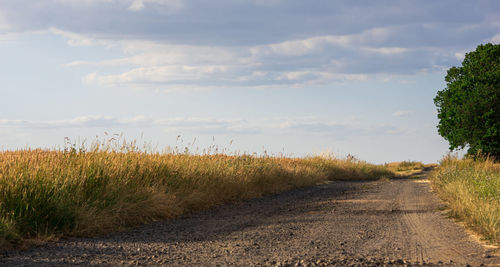 Road amidst field against sky