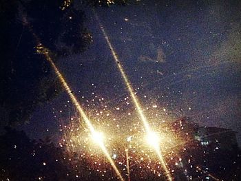 Illuminated lights at night