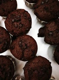 High angle view of chocolate cake