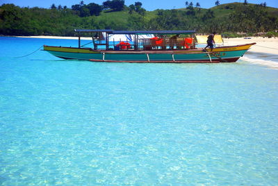 People in boat on sea