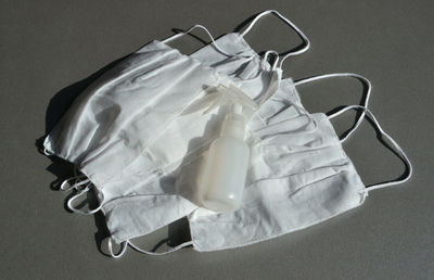 High angle view of papers on table