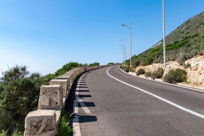 Empty road against clear sky