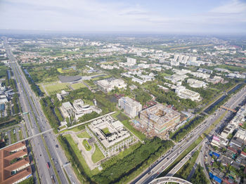 Aerial view of buildings in city