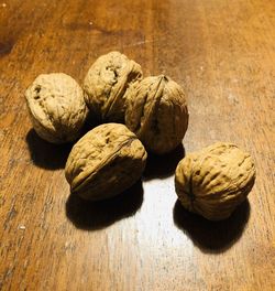 High angle view of nuts on table