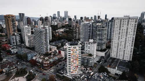 High angle view of buildings in city