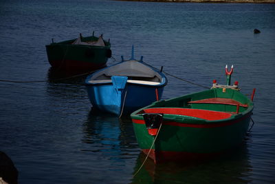 Boat moored in sea