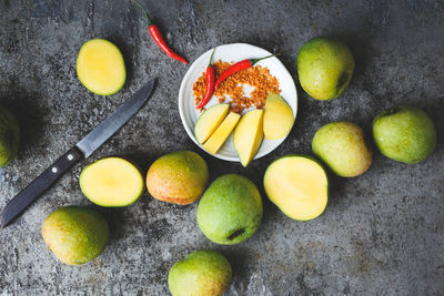 High angle view of fruits