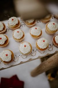 High angle view of cupcakes