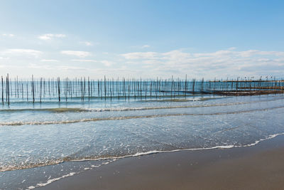 Scenic view of beach against sky